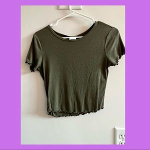 Green ribbed crop top